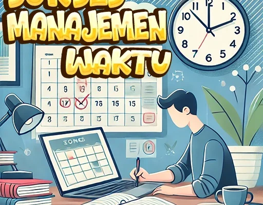 Manajemen waktu kuliah: Mahasiswa merencanakan jadwal dengan kalender dan laptop di meja belajar.