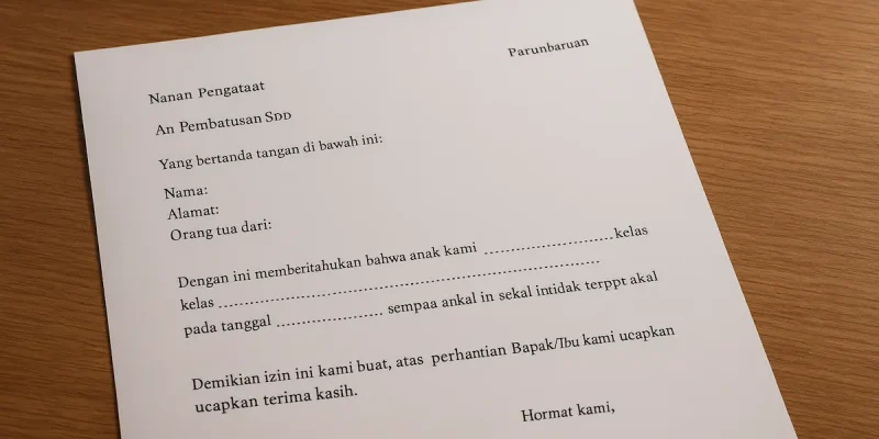 Contoh Surat Izin Keluarga untuk Anak Tidak Masuk Sekolah