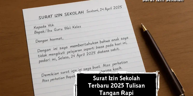 Surat Izin Sekolah Terbaru 2025 Tulisan Tangan Rapi
